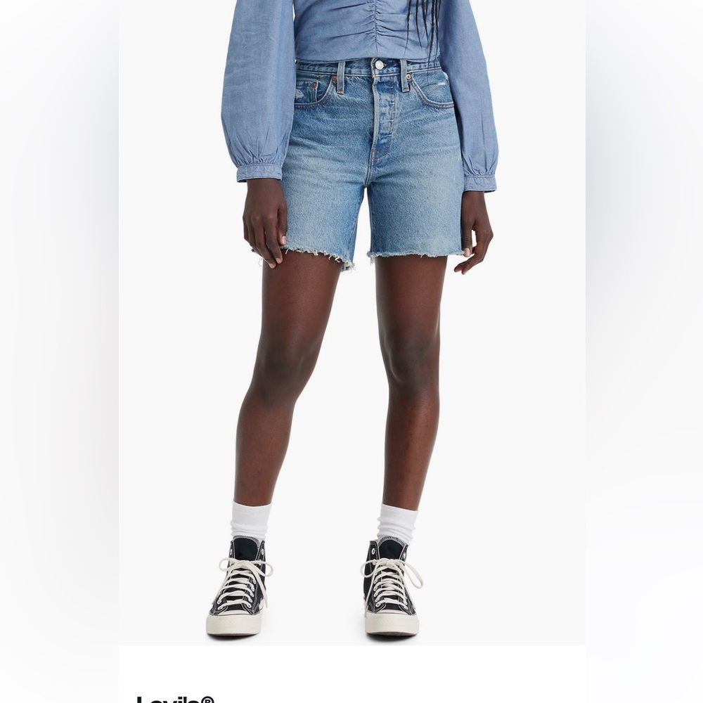 Levi's 501 Mid Thigh Cutoff Denim Shorts